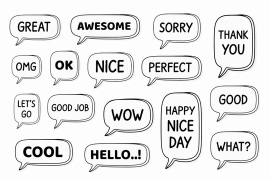 Collection Of Speech Bubbles With Positive Words