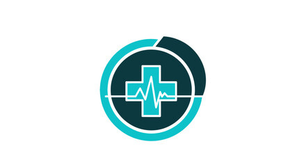 Fototapeta premium Medical Cross Symbol With A Waveform Representing Health and Wellbeing Concept