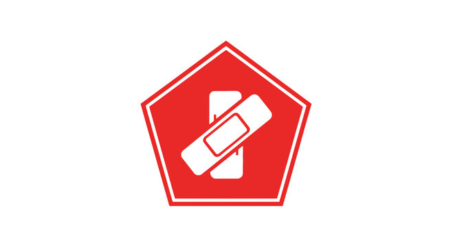 Medical Emblem: A Design Featuring a Bandage and a Distinct Red Pentagonal Shape