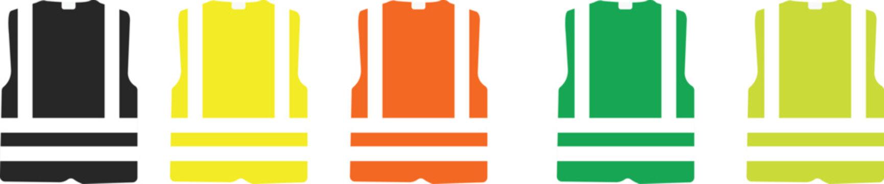 Set of colorful safety vests vector illustration