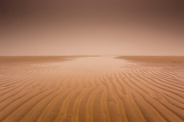 Naklejka premium Vast desert landscape under hazy sky
