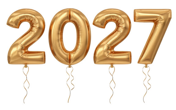 Golden balloons in the shape of 2027 numbers