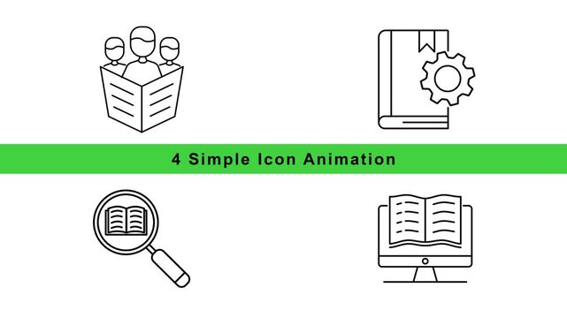 Teamwork Business Innovation Icon Animation Set &ndash; Outline Draw-On Motion Graphics Loop