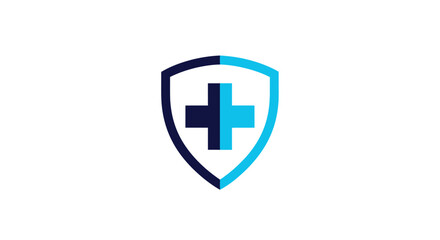 Fototapeta premium Medical Shield: Cross Emblem On A Protective Shape, Healthcare And Safety Concept