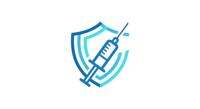 Medical Shield Icon Representing Syringe with Vaccination Injection Concept in Illustration