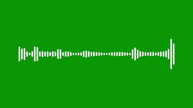 Dynamic white audio waveform visualizer on green background, reactive music frequency spectrum animation, sound pulse equalizer motion graphics, podcast signal display, seamless 4k loop.