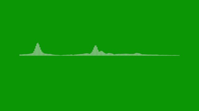 Minimalist sound wave spectrum animation on green background, digital music frequency visualizer, white waveform pulse motion effect, seamless motion graphics loop in 4k.