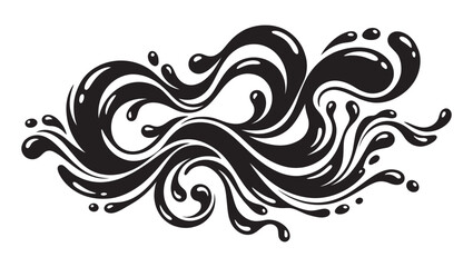 Abstract Organic Drift Shapes Background, Minimalist Black Liquid Splashes and Droplets, Modern Fluid Swirl Graphic Element © Art Corner