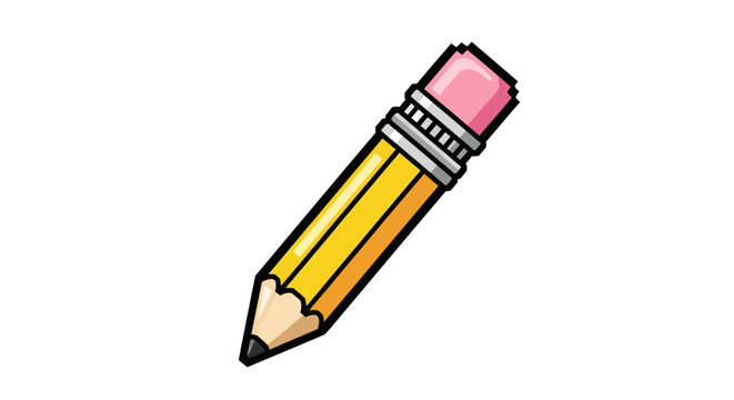 Colorful cartoon yellow pencil drawing tool.