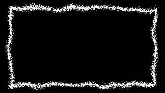 Hand Drawn White Chalk Frame Border Stop Motion Animation on Black Background