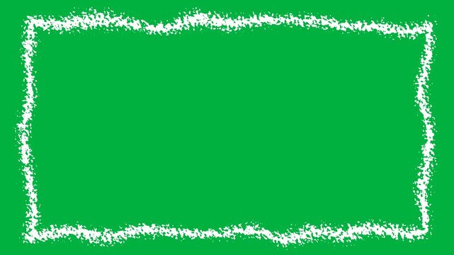 Rough Chalk Rectangle Frame Stop Motion Sketch over Green Screen Chroma Key