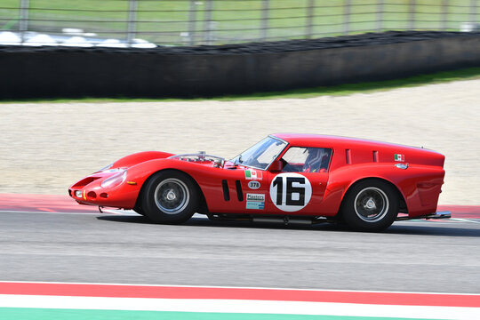 Scarperia, Italy - October 12th 2024: 1962 Ferrari 250 GT &lsquo;Breadvan&rsquo; drive by unknown in action during practice session at Mugello Circuit.