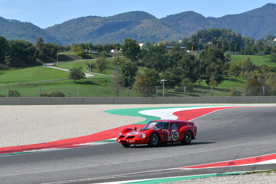 Scarperia, Italy - October 12th 2024: 1962 Ferrari 250 GT &lsquo;Breadvan&rsquo; drive by unknown in action during practice session at Mugello Circuit.