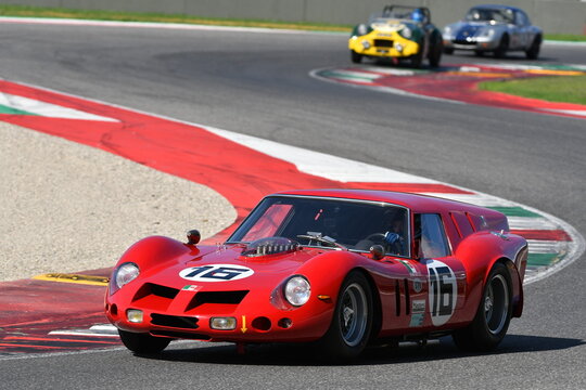 Scarperia, Italy - October 12th 2024: 1962 Ferrari 250 GT &lsquo;Breadvan&rsquo; drive by unknown in action during practice session at Mugello Circuit.