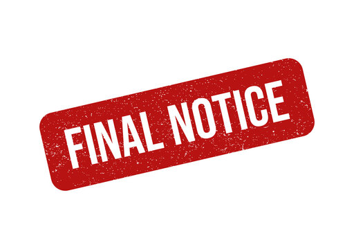 Red final notice rubber stamp imprint with a rough textured effect
