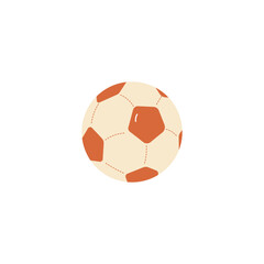 Naklejka premium Minimalistic vector illustration of a soccer ball with beige and orange panels