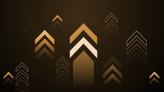 Abstract dark background with multiple upward-pointing chevron arrows animation