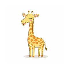 Obraz premium Flat design cartoon giraffe mascot vector