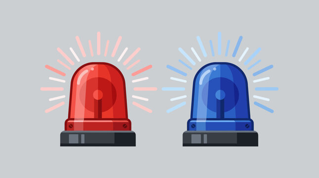 Flat vector illustration of emergency warning siren lights.
