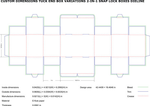 Custom Snap Lock Box Dimensions with 2 to 1 End product design packaging solutions ecommerce storage minimalist branding custom manufacturing industrial blueprint modular packaging