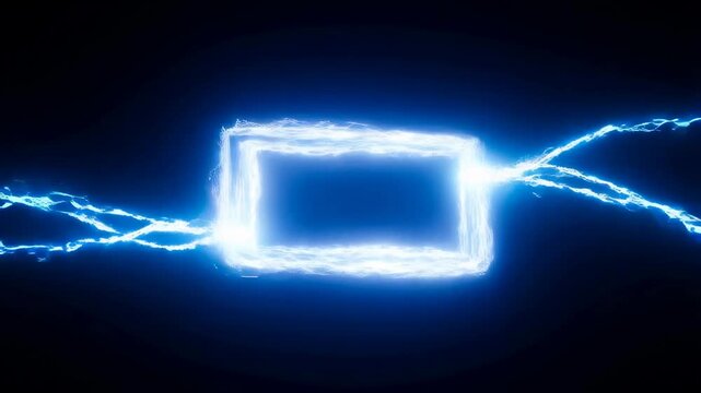 Vibrant electric blue light frame pulsing with dynamic energy and power