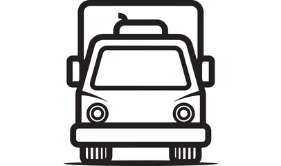 Fototapeta premium Delivery Truck Vector Icon with Open Road Shape, Front View, Bold Outline, Simple Logistics and Transportation Symbol