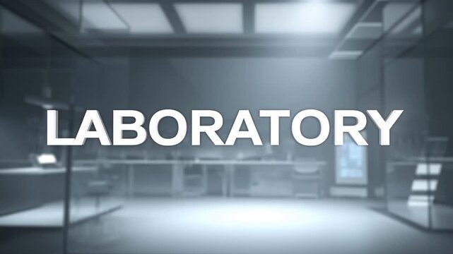 Futuristic laboratory entrance with illuminated signs and hightech ambiance