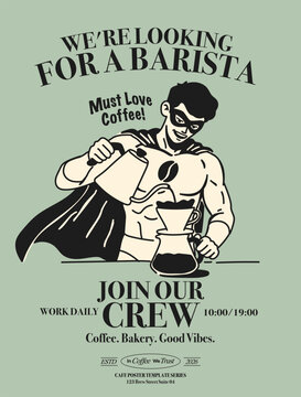 Barista Hiring Poster Template for Coffee Shop Recruitment