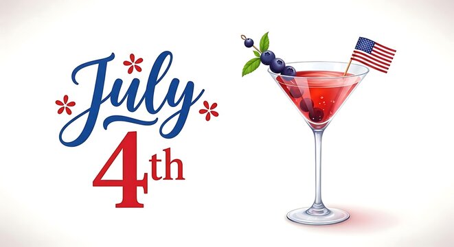 American independence day celebration with patriotic cocktail on 4th of july