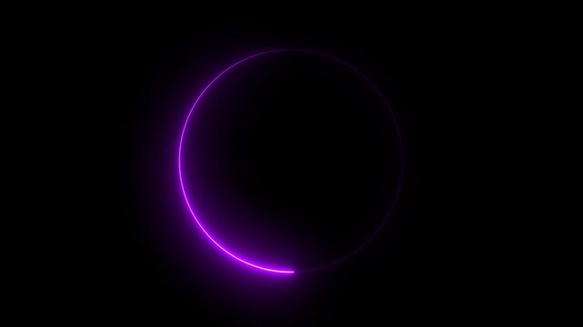 Cyan circle glow border concept on the transparent background. alpha channel, seamless loop, abstract glowing neon line cyan color circular lens animation neon light. on black backgraund .4k video .