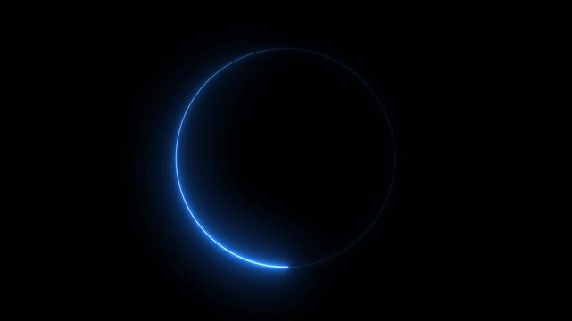 Cyan circle glow border concept on the transparent background. alpha channel, seamless loop, abstract glowing neon line cyan color circular lens animation neon light. on black backgraund .4k video .