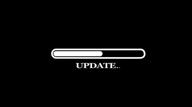 System update and processing bar icon isolated . Updating bar icon and updating software .on black backgraund .4k video .