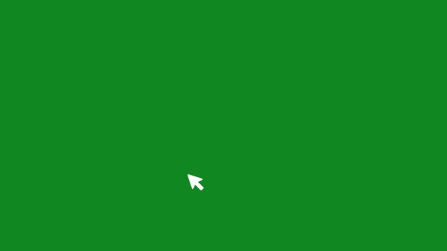 Mouse pointer cursor click press animation on green background, mouse pointer cursor clicking with gesture spark icon animated with alpha channel. mouse click batton animated.