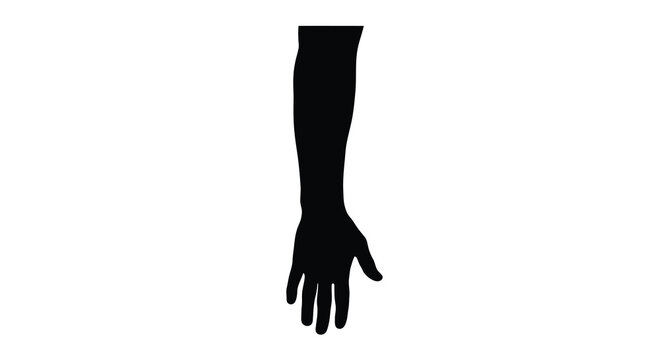 Human Arm And Hand Silhouette Against White Background