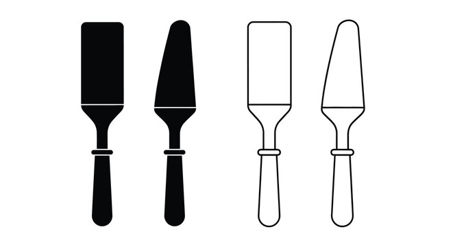 Cake server and pie server silhouettes on a white background silhouette