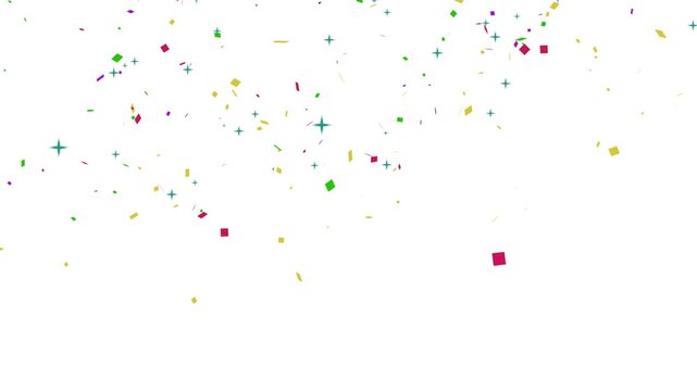 Festive Colorful Confetti Explosion Falling on White Background for Holiday Greeting and Party Celebration VFX 4k