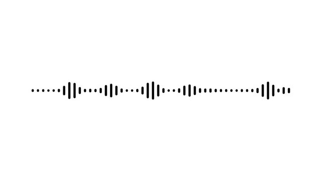 Sound spectrum animation, white audio waveform visualizer, transparent background, frequency equalizer bars, digital voice signal display, 4k seamless loop