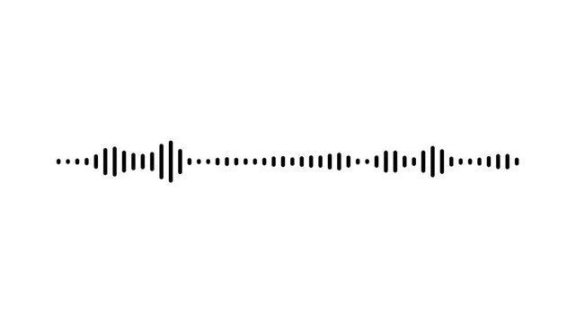 Sound waveform spectrum animation, transparent background, white audio visualizer, music frequency display, voice recording signal meter, seamless 4k loop animation