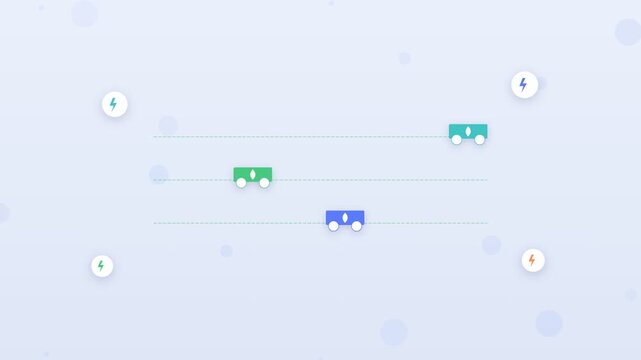 Flat design electric delivery fleet dashboard with green routes