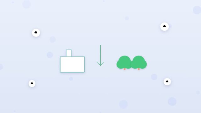 Flat design company carbon reduction dashboard with emission arrows