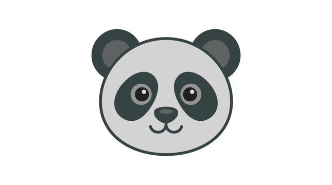An illustration of a cute panda bear face with big eyes and ears