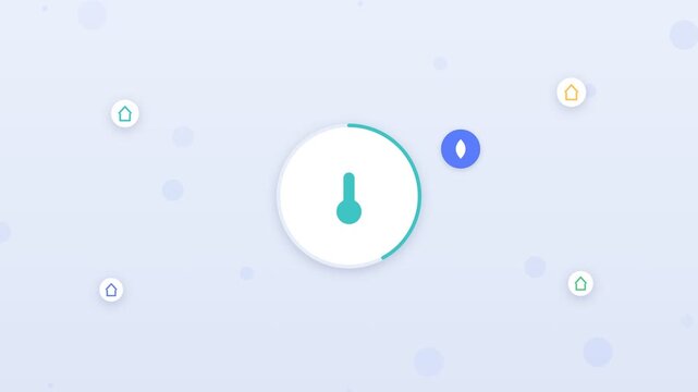 Flat design smart blinds reducing air conditioning with sun and gauge