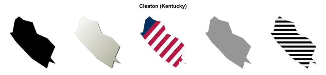 Obraz premium Cleaton (Kentucky) blank outline map set