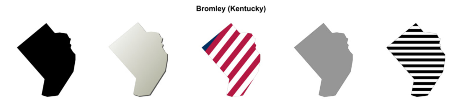 Bromley (Kentucky) blank outline map set