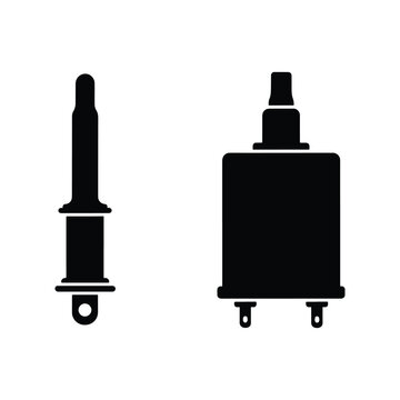 Ignition Coil Black Silhouette Vector Icon Collection