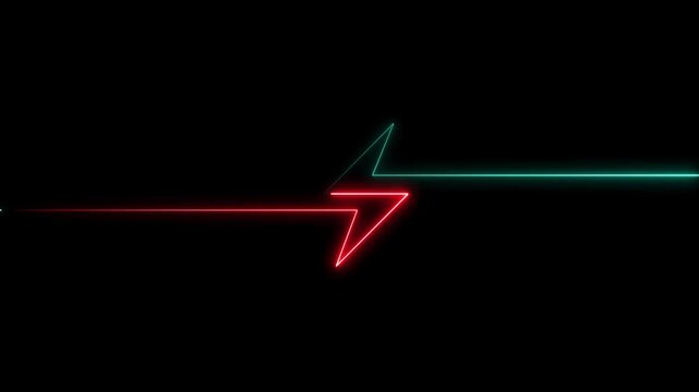 Neon glowing battery charging icon animation. Neon electric charging power icon. Lightning bolt sign icon animation.4k animation motion graphic video.