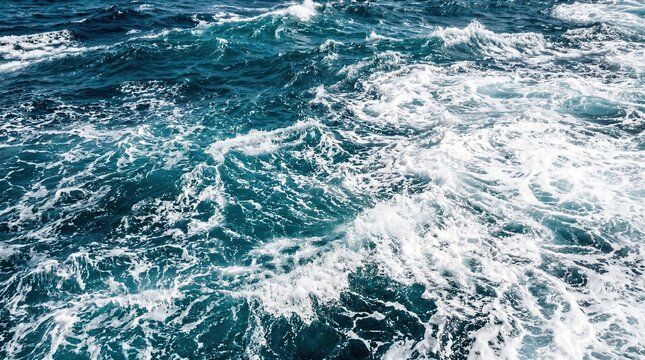 Turbulent ocean waves crashing under stormy blue waters dramatic seascape