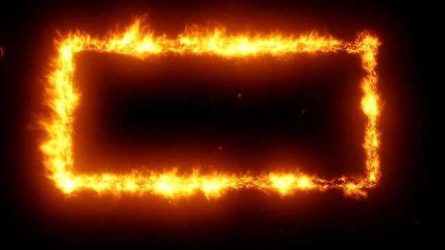 Fiery border flames with flickering animation transitioning in intensity