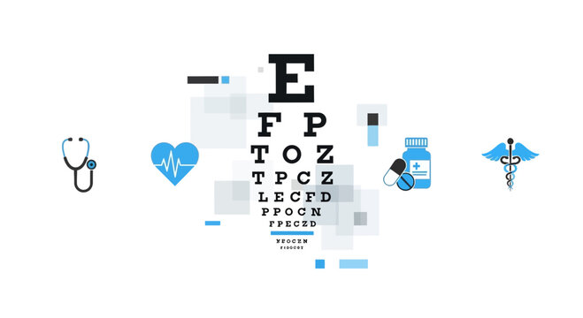 Medical Icons and Eye Chart: A Modern and Minimalistic Healthcare Illustration