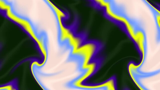 Purple Yellow Cream Holographic Liquid Motion Background, Smooth Flowing Psychedelic Color Animation Seamless Loop, 4K